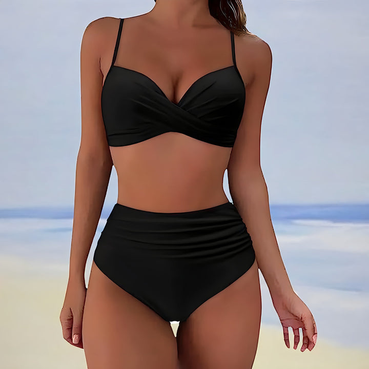 Modny bikini z wysokim stanem o wygodnym kroju – Eula-Zielony-S-Trend Polska