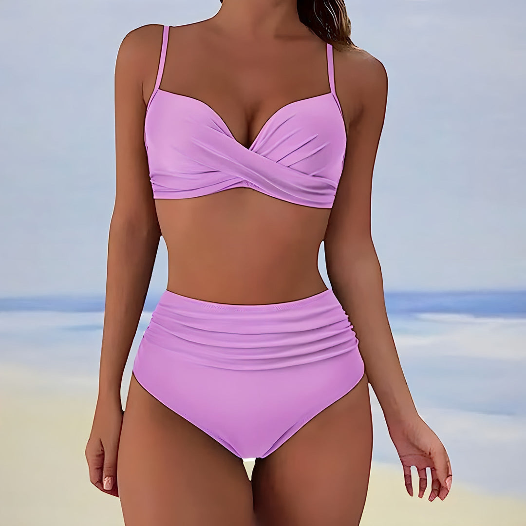 Modny bikini z wysokim stanem o wygodnym kroju – Eula-Zielony-S-Trend Polska