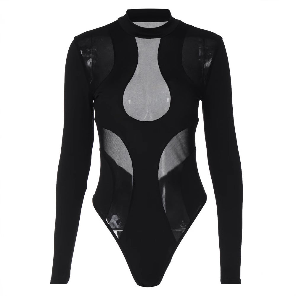 Modny damski body z wycięciami i wstawkami z siateczki – Nayeli-S-Trend Polska