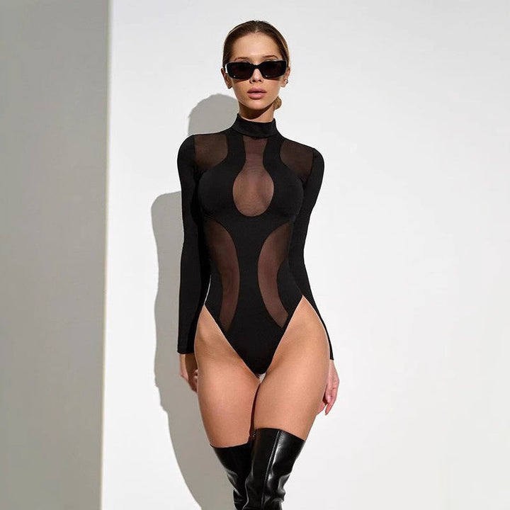 Modny damski body z wycięciami i wstawkami z siateczki – Nayeli-S-Trend Polska