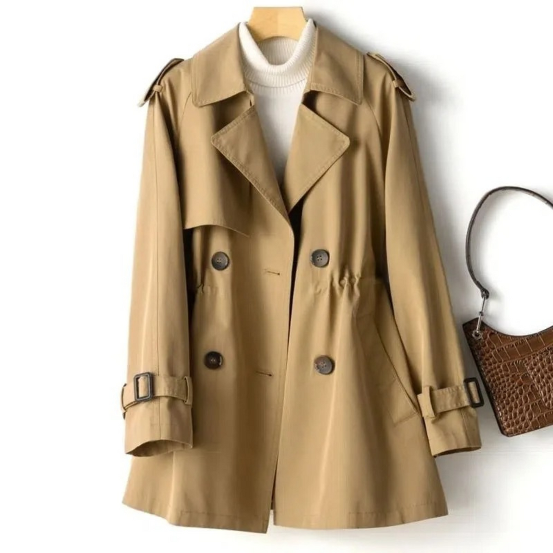 Modny długi płaszcz trench dla kobiet - Mila-Brązowy-M-Trend Polska