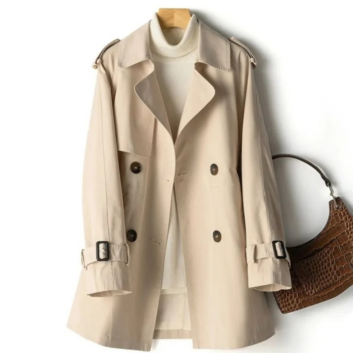 Modny długi płaszcz trench dla kobiet - Mila-Khaki-M-Trend Polska