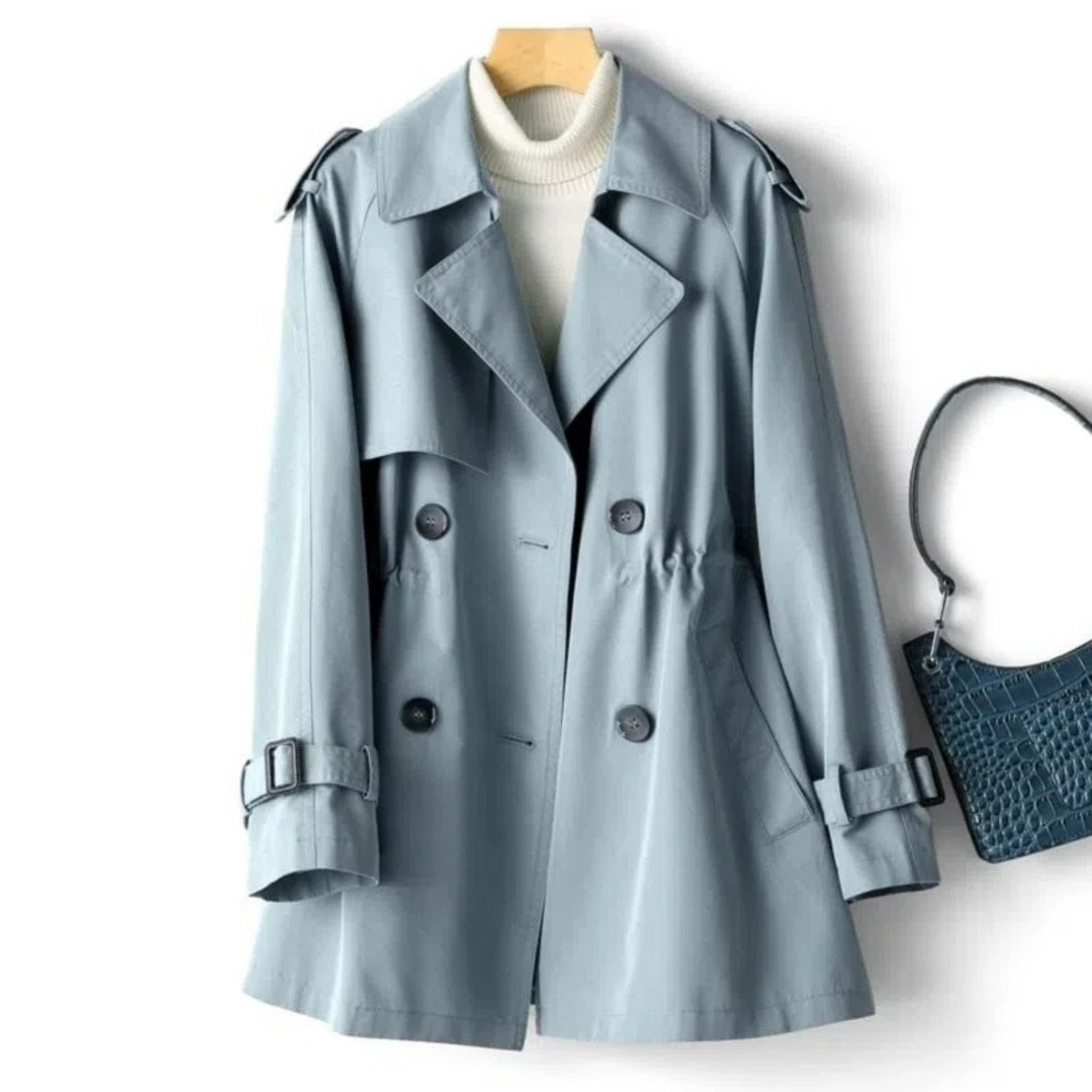 Modny długi płaszcz trench dla kobiet - Mila-Niebieski-M-Trend Polska