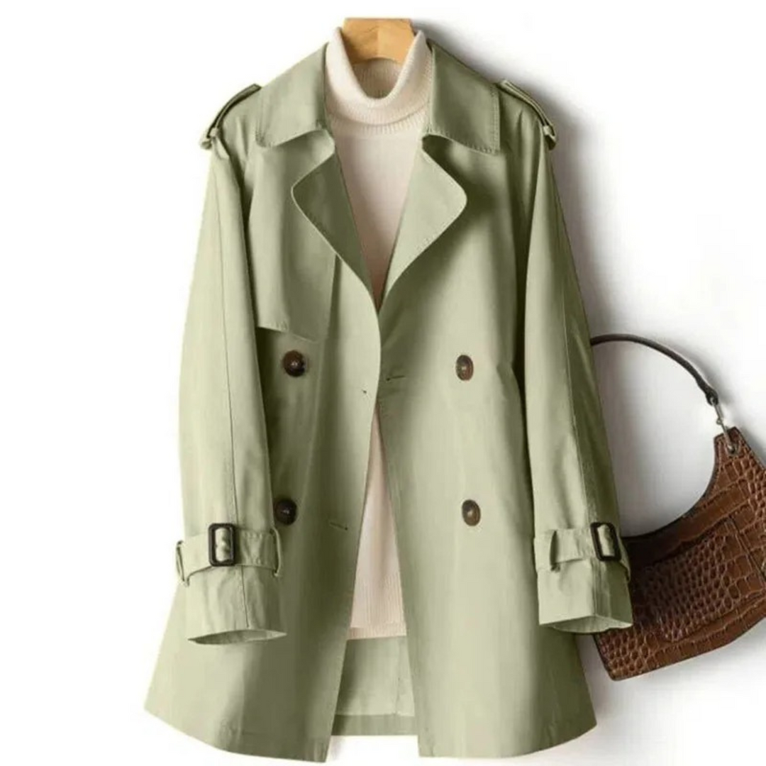 Modny długi płaszcz trench dla kobiet - Mila-Zielony-M-Trend Polska