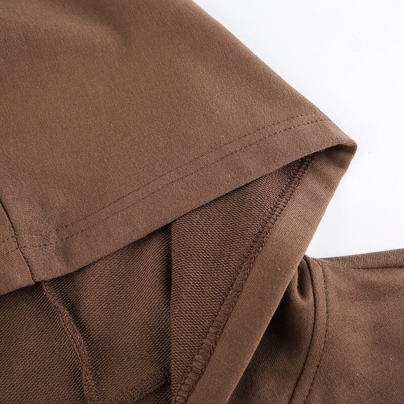 Modny, dopasowany damski cropped zip-up hoodie z kapturem – Alina-Brązowy-S-Trend Polska