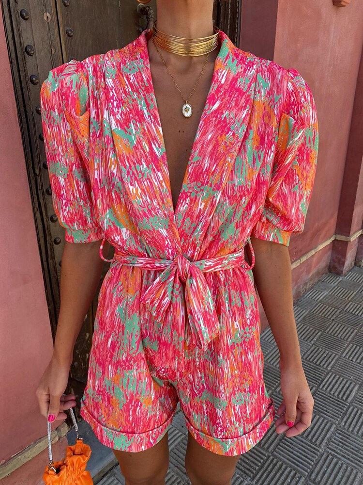 Modny festiwalowy kombinezon z paskiem – Leona-Liliowy-S-Trend Polska