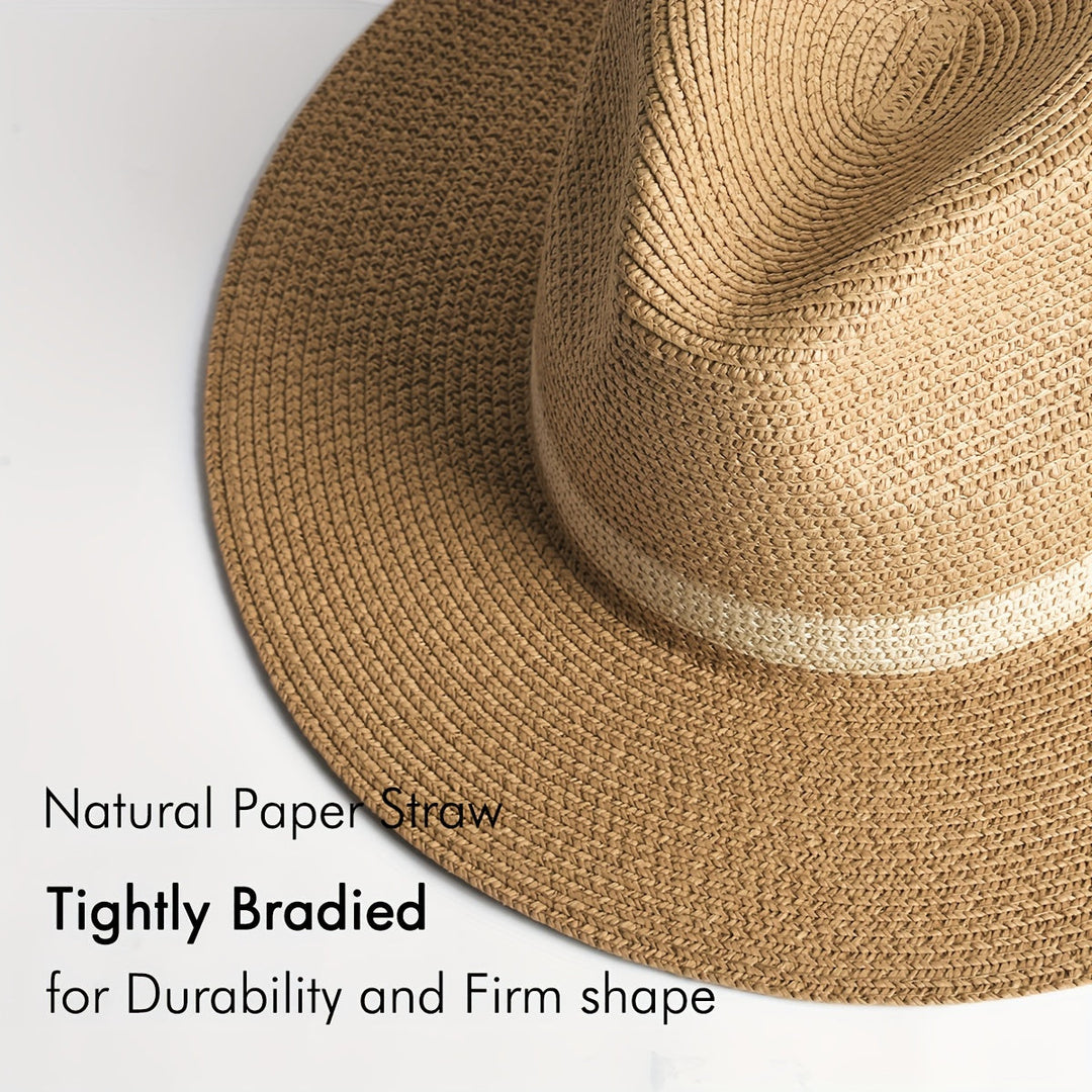 Modny kapelusz przeciwsłoneczny z szerokim rondem dla kobiet i mężczyzn – SunShield Panama-Khaki-M/L-Trend Polska