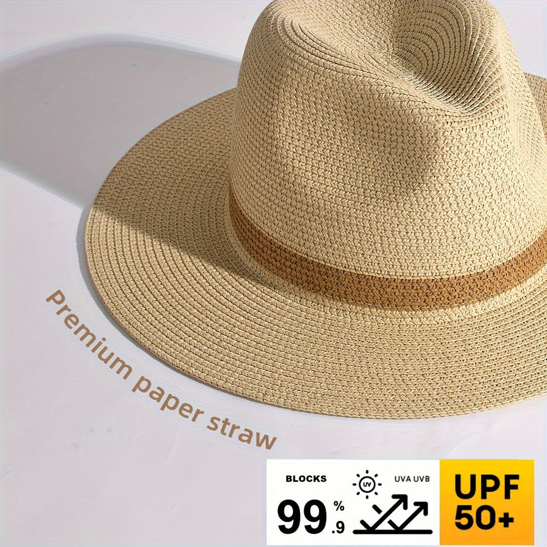 Modny kapelusz przeciwsłoneczny z szerokim rondem dla kobiet i mężczyzn – SunShield Panama-Khaki-M/L-Trend Polska