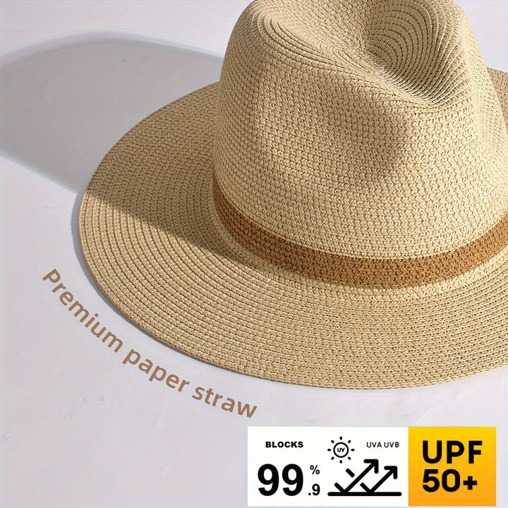 Modny kapelusz przeciwsłoneczny z szerokim rondem dla kobiet i mężczyzn – SunShield Panama-Khaki-M/L-Trend Polska
