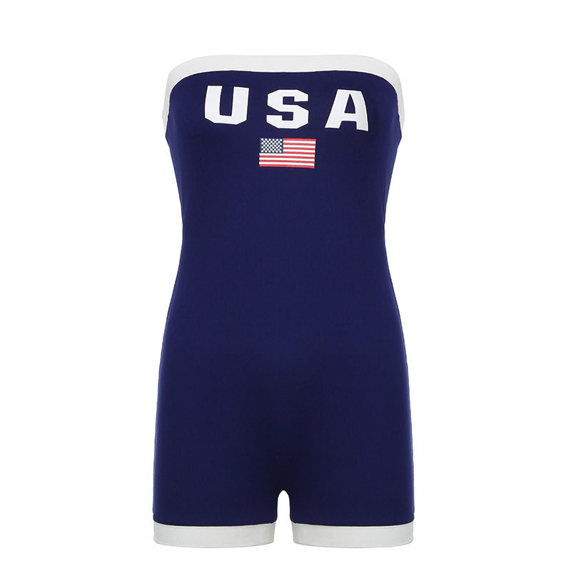 Modny kostium kąpielowy bandeau z motywem USA i kontrastowymi detalami – Lexie-S-Trend Polska