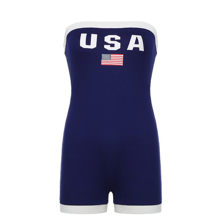 Modny kostium kąpielowy bandeau z motywem USA i kontrastowymi detalami – Lexie-S-Trend Polska