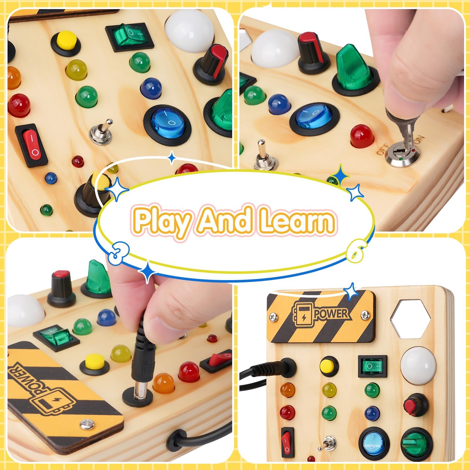 Montessori Dla Malucha Tablica Z Kołkami z 27 Diody LED - BrightMinds-Trend Polska