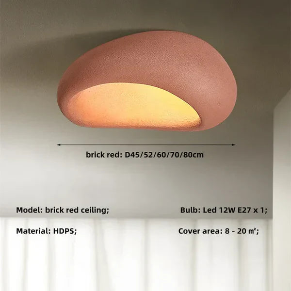 Naturalna lampa sufitowa Wabi Sabi - SereneAura-Cegła Czerwony-3 wymienne światła-3 wymienne światła-Trend Polska