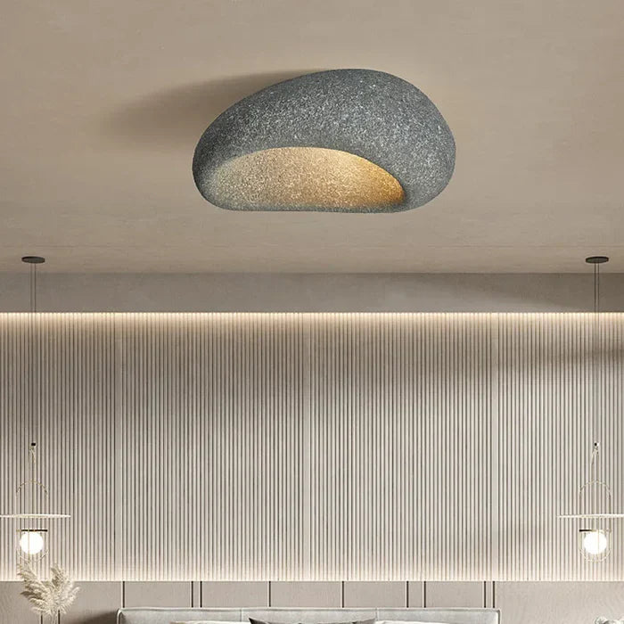 Naturalna lampa sufitowa Wabi Sabi - SereneAura-Cement szary-3 wymienne światła-3 wymienne światła-Trend Polska