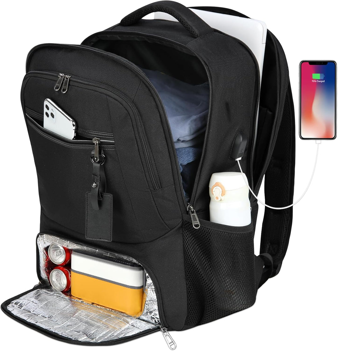 Wodoodporny plecak na laptopa i lunch z portem USB – plecak podróżny z wieloma przegrodami