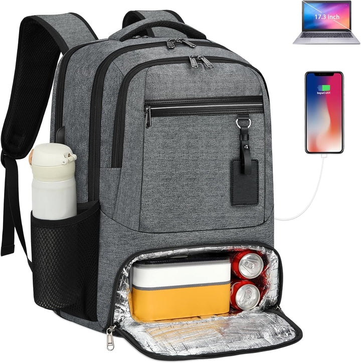 Wodoodporny plecak na laptopa i lunch z portem USB – plecak podróżny z wieloma przegrodami