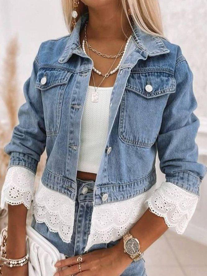 Niebieska kurtka dżinsowa w stylu patchwork - Rowena-S-Trend Polska