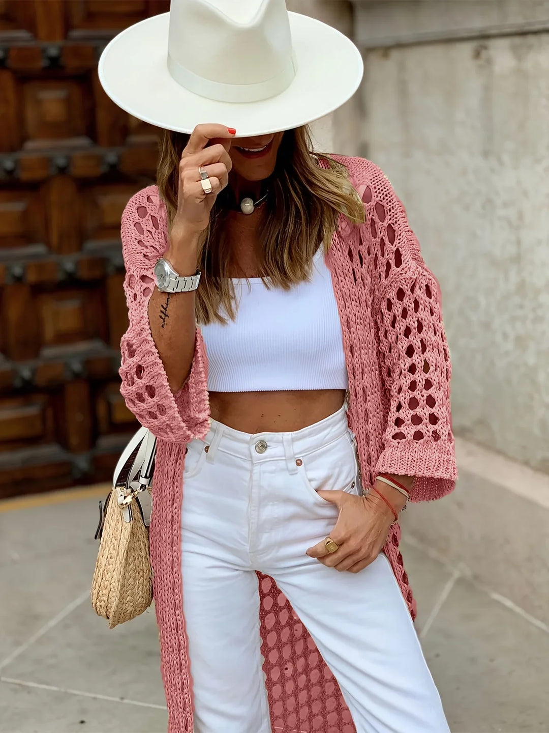 Nora Szydełkowy Sweter | Stylowy i Wygodny-S-Khaki-Trend Polska