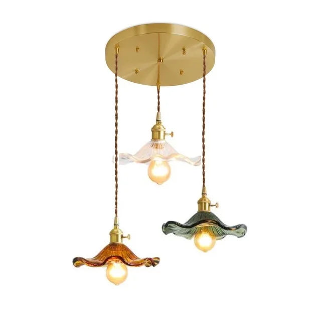 NORDIC DESIGN LED LAMPA WISZĄCA | KOLOROWE SZKŁO I MIEDŹ OŚWIETLENIE DO SYPIALNI, SALONU I BARU-Szkło 7-Trend Polska