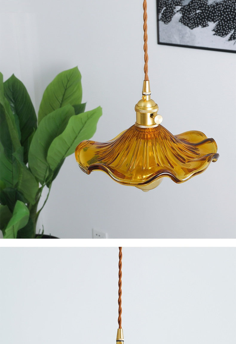 NORDIC DESIGN LED LAMPA WISZĄCA | KOLOROWE SZKŁO I MIEDŹ OŚWIETLENIE DO SYPIALNI, SALONU I BARU