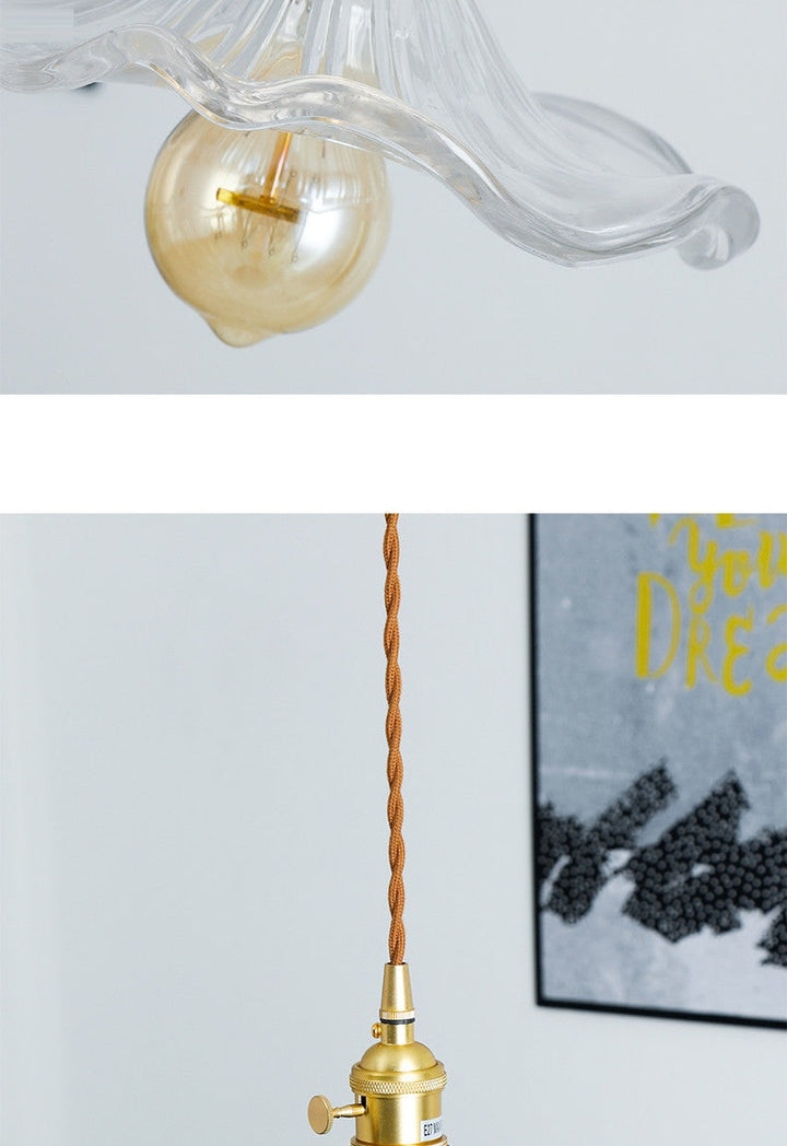 NORDIC DESIGN LED LAMPA WISZĄCA | KOLOROWE SZKŁO I MIEDŹ OŚWIETLENIE DO SYPIALNI, SALONU I BARU