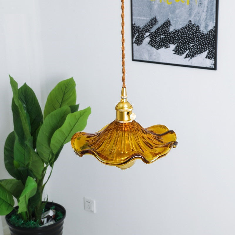 NORDIC DESIGN LED LAMPA WISZĄCA | KOLOROWE SZKŁO I MIEDŹ OŚWIETLENIE DO SYPIALNI, SALONU I BARU
