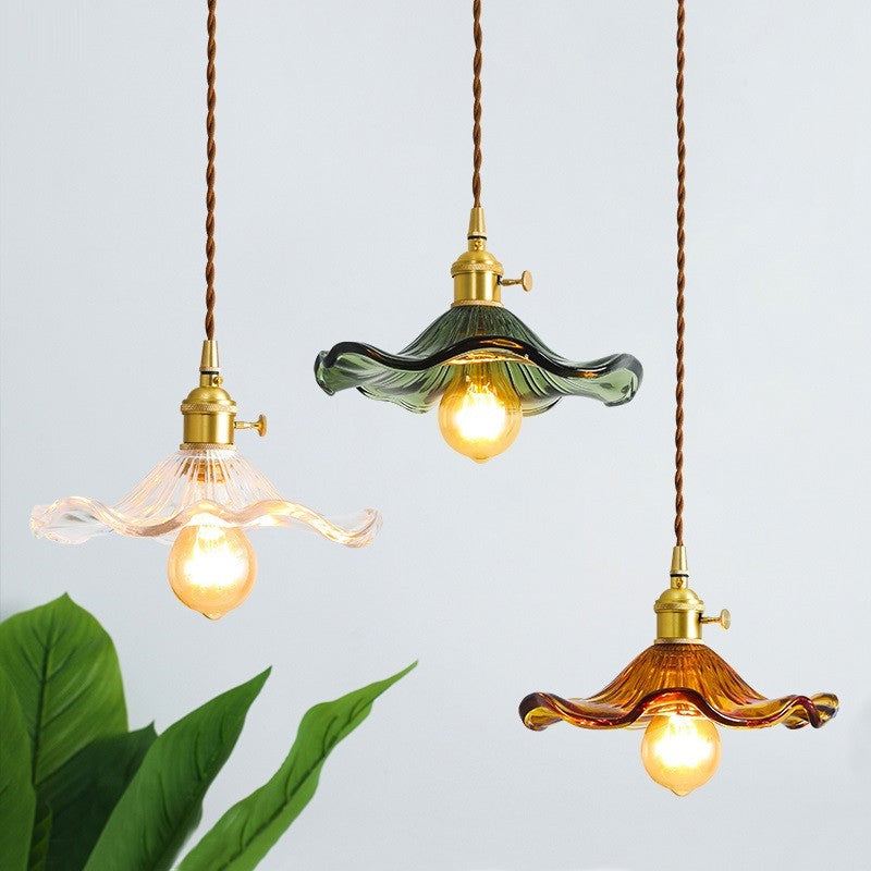 NORDIC DESIGN LED LAMPA WISZĄCA | KOLOROWE SZKŁO I MIEDŹ OŚWIETLENIE DO SYPIALNI, SALONU I BARU