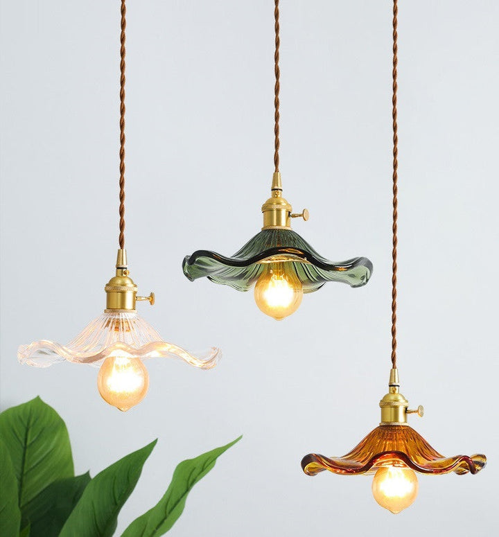 NORDIC DESIGN LED LAMPA WISZĄCA | KOLOROWE SZKŁO I MIEDŹ OŚWIETLENIE DO SYPIALNI, SALONU I BARU