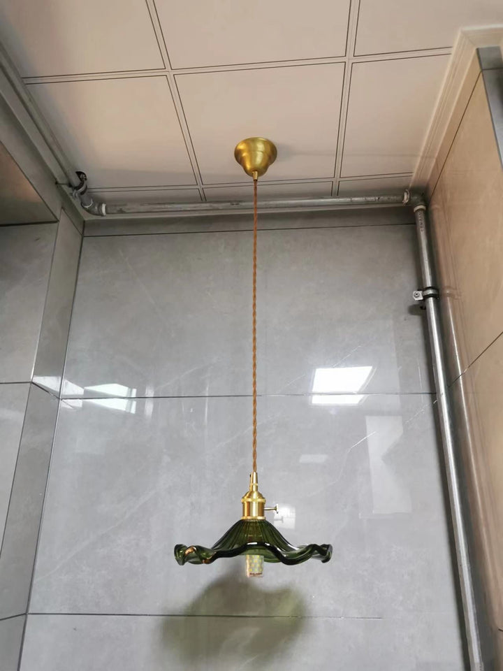 NORDIC DESIGN LED LAMPA WISZĄCA | KOLOROWE SZKŁO I MIEDŹ OŚWIETLENIE DO SYPIALNI, SALONU I BARU-Płyta sufitowa 3-głowicowa 1-Trend Polska