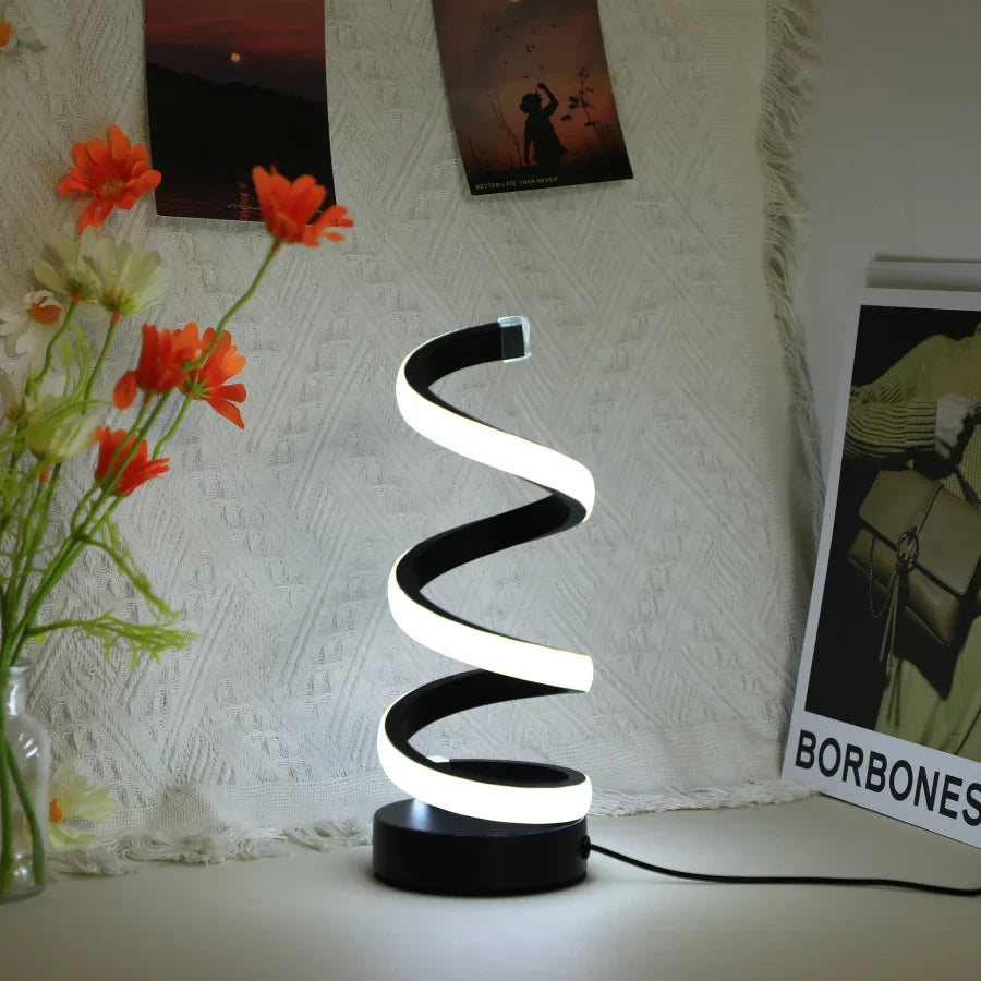 Nowoczesna biurkowa lampa w kształcie S - FlexiGlow-Czarny-Trend Polska