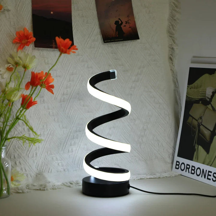 Nowoczesna biurkowa lampa w kształcie S - FlexiGlow-Czarny-Trend Polska