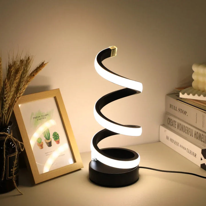 Nowoczesna biurkowa lampa w kształcie S - FlexiGlow-Czarny-Trend Polska