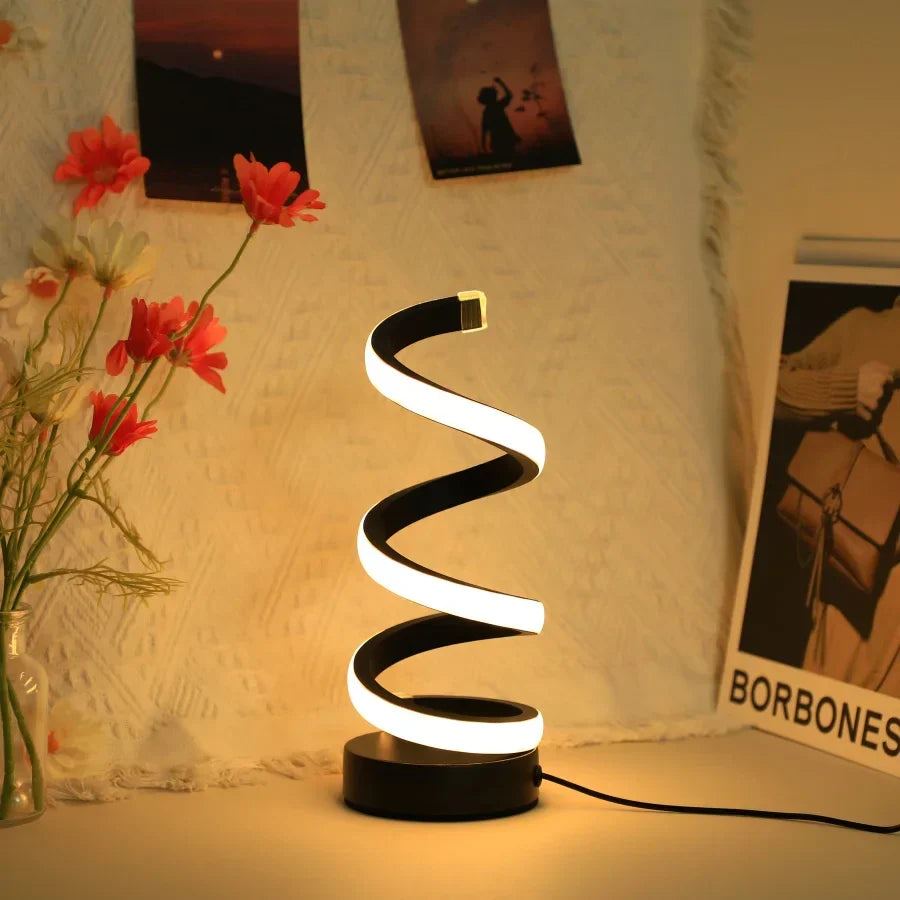Nowoczesna biurkowa lampa w kształcie S - FlexiGlow-Czarny-Trend Polska