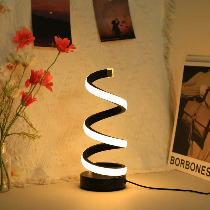 Nowoczesna biurkowa lampa w kształcie S - FlexiGlow-Czarny-Trend Polska