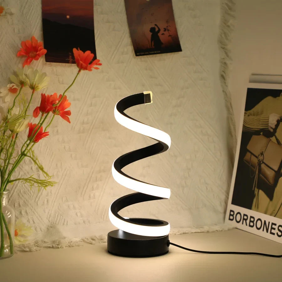 Nowoczesna biurkowa lampa w kształcie S - FlexiGlow-Czarny-Trend Polska