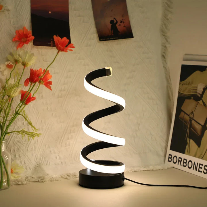 Nowoczesna biurkowa lampa w kształcie S - FlexiGlow-Czarny-Trend Polska
