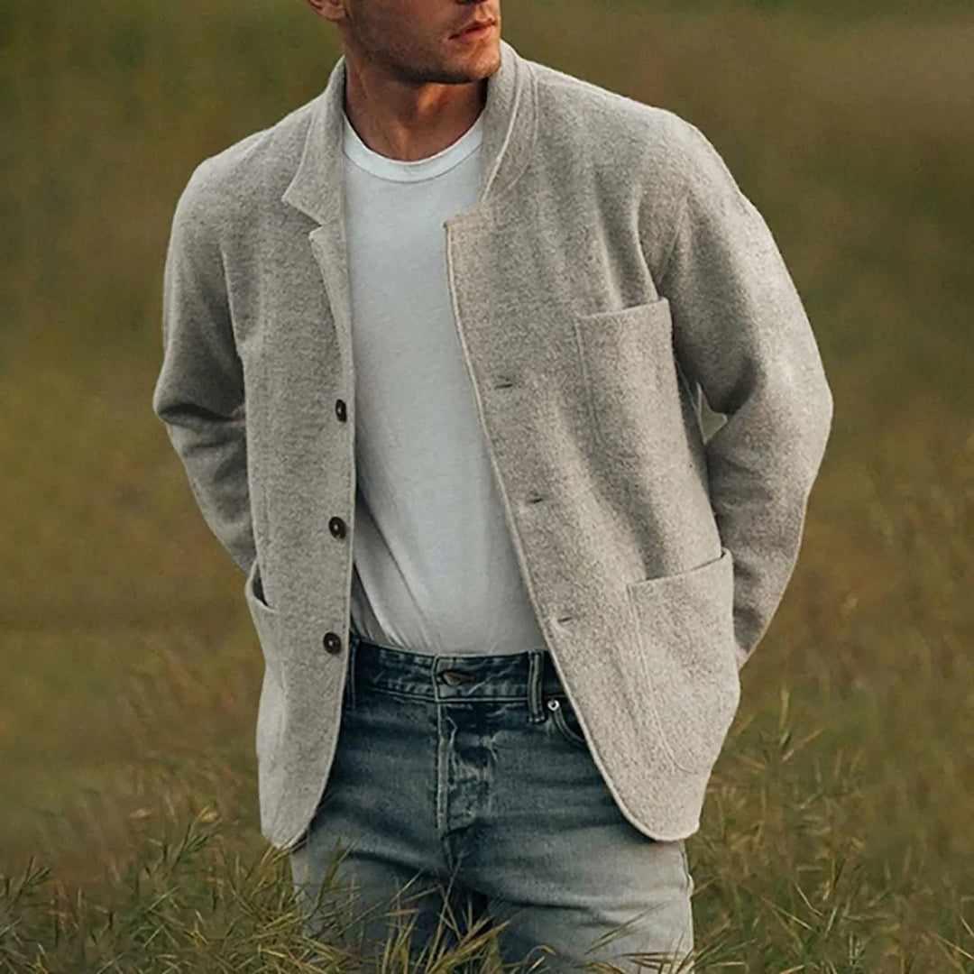 Nowoczesna Casual Męska Marynarka - Aiden-Szary-S-Trend Polska