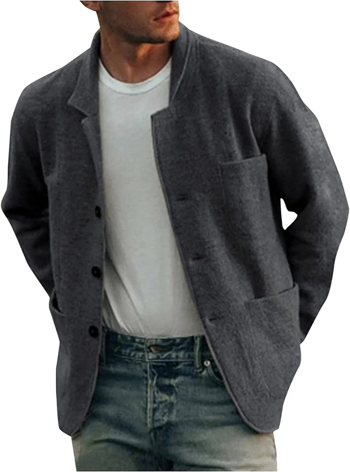 Nowoczesna Casual Męska Marynarka - Aiden-Szary-S-Trend Polska