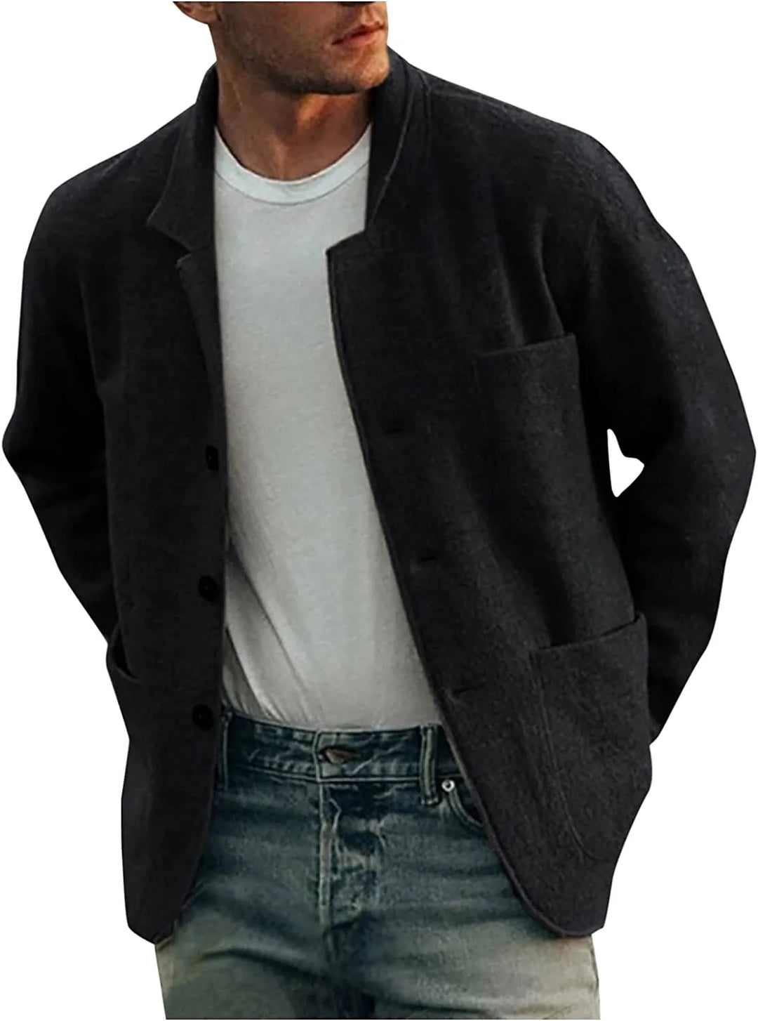 Nowoczesna Casual Męska Marynarka - Aiden-Szary-S-Trend Polska