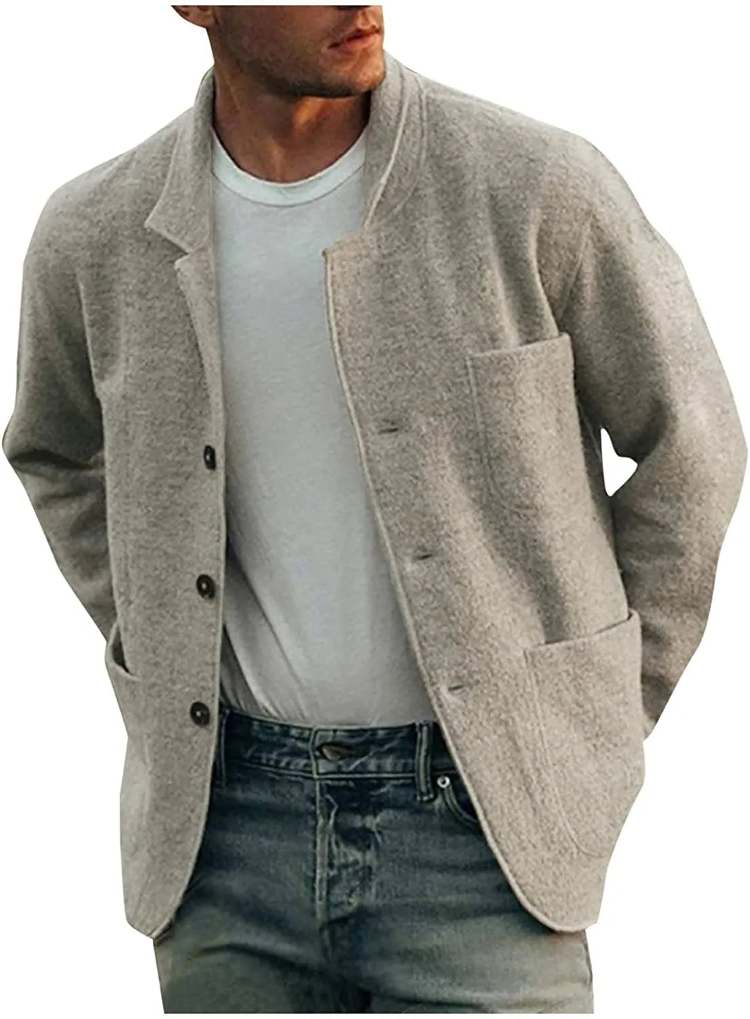 Nowoczesna Casual Męska Marynarka - Aiden-Szary-S-Trend Polska