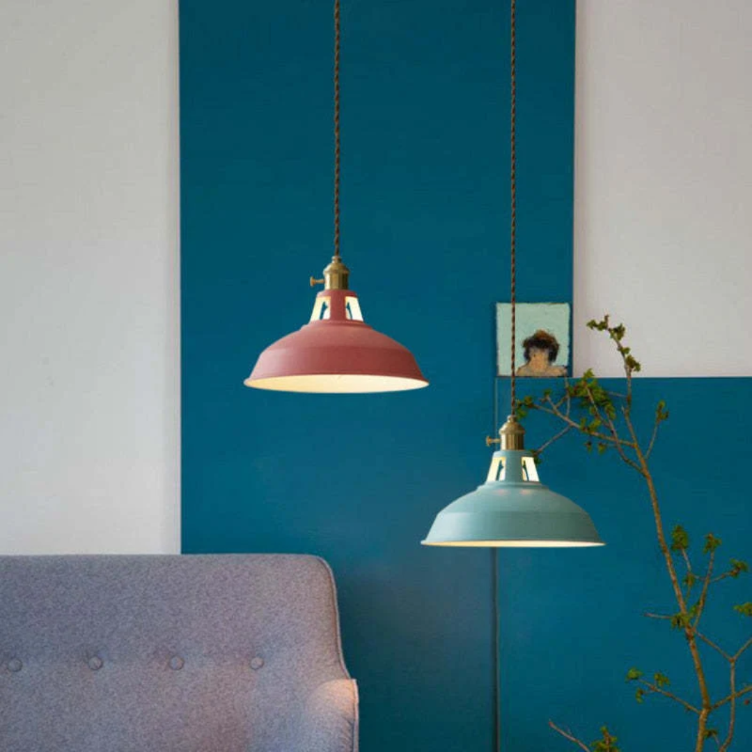 Nowoczesna kolorowa lampa wisząca LED - ChromaLuxe-niebieski-Ciepła Biel-Trend Polska