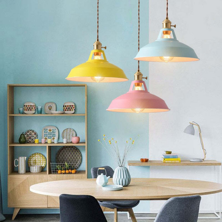 Nowoczesna kolorowa lampa wisząca LED - ChromaLuxe-niebieski-Ciepła Biel-Trend Polska
