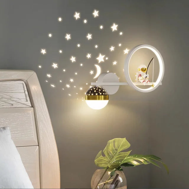 Nowoczesna lampa ścienna do pokoi dziecięcych - TinyGlow-Białe linki-Trzy kolory-Trend Polska