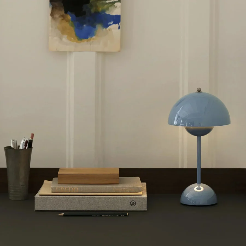 Nowoczesna lampa stołowa dotykowa - LumiTouch-jasnoniebieski-Trend Polska