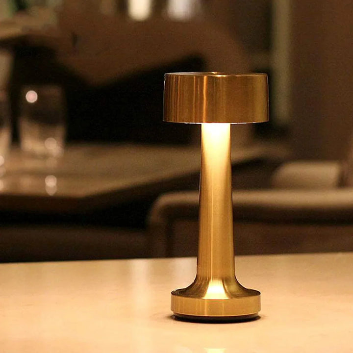 Nowoczesna lampa stołowa - SleekGlow-Złoto/Cylinder-Trend Polska