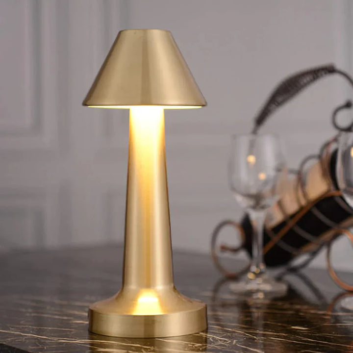 Nowoczesna lampa stołowa - SleekGlow-Złoto/Cylinder-Trend Polska