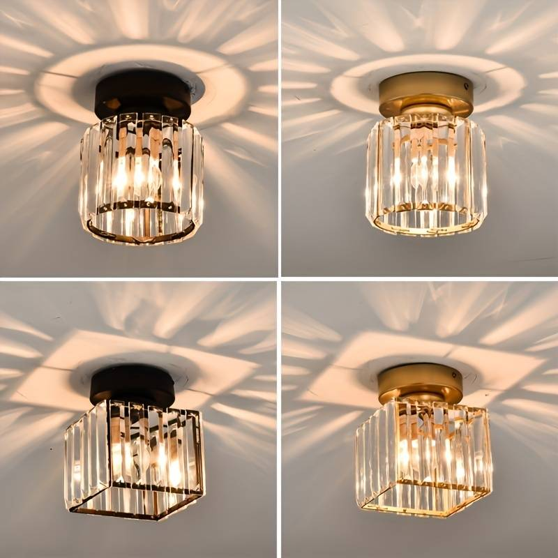 Nowoczesna lampa sufitowa z kryształami - CrystalGlow-Czarny-Kwadrat-Trend Polska