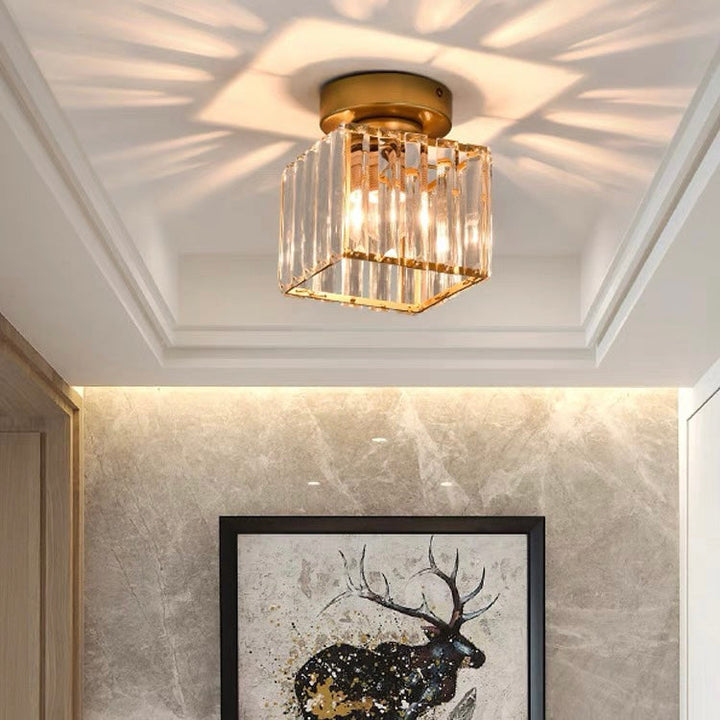 Nowoczesna lampa sufitowa z kryształami - CrystalGlow-Czarny-Kwadrat-Trend Polska