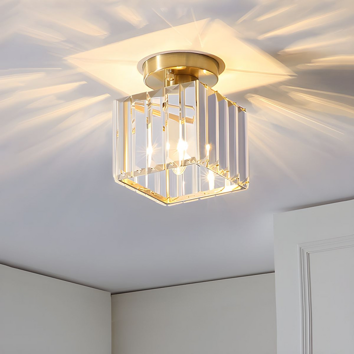 Nowoczesna lampa sufitowa z kryształami - CrystalGlow-Czarny-Kwadrat-Trend Polska