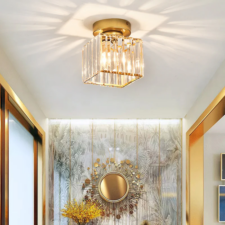 Nowoczesna lampa sufitowa z kryształami - CrystalGlow-Czarny-Kwadrat-Trend Polska